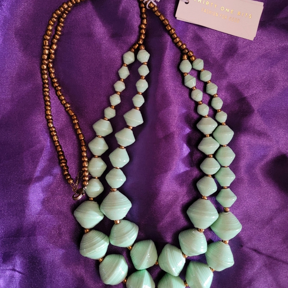 Light Green And Bronze Gold Necklace